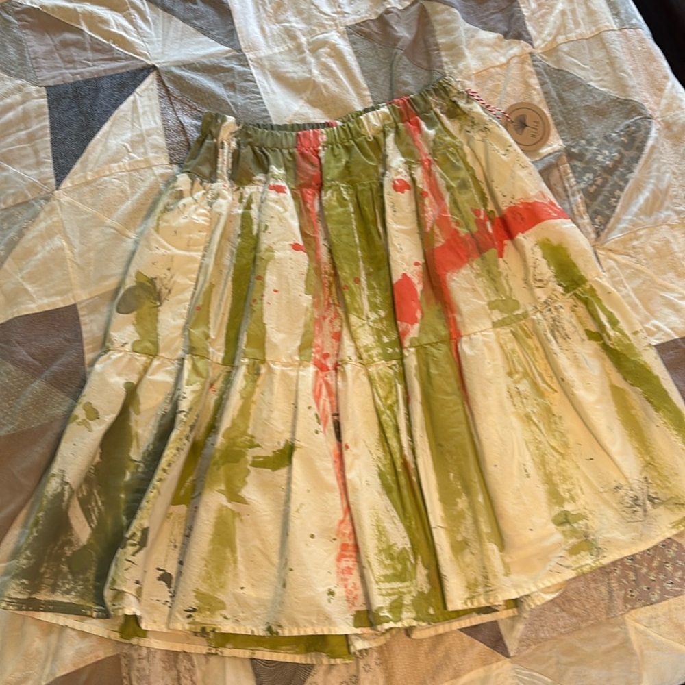 Watermelon Blast full ruffled skirt with pockets -S